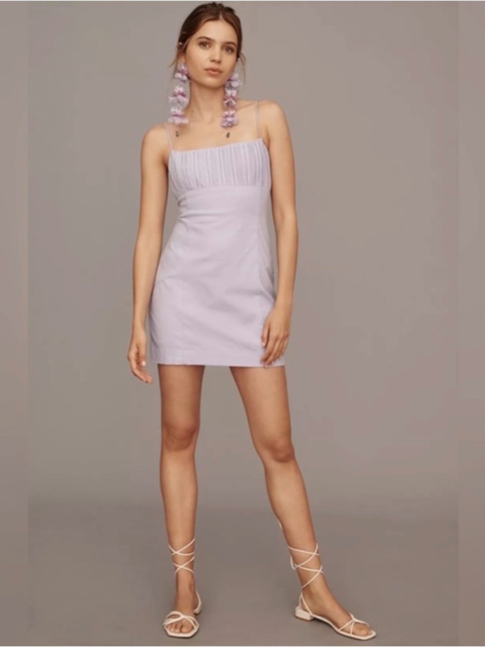 Lilac Ophelia Sleeveless Linen Slim Sexy Mini Dress - Maeve by Anthropologie